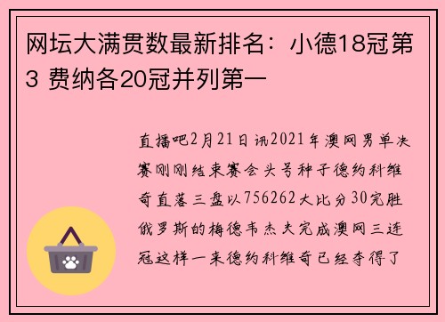 网坛大满贯数最新排名：小德18冠第3 费纳各20冠并列第一