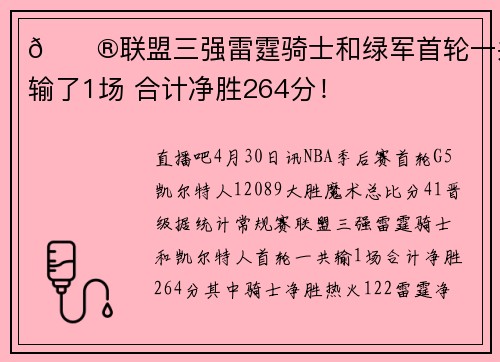 😮联盟三强雷霆骑士和绿军首轮一共输了1场 合计净胜264分！